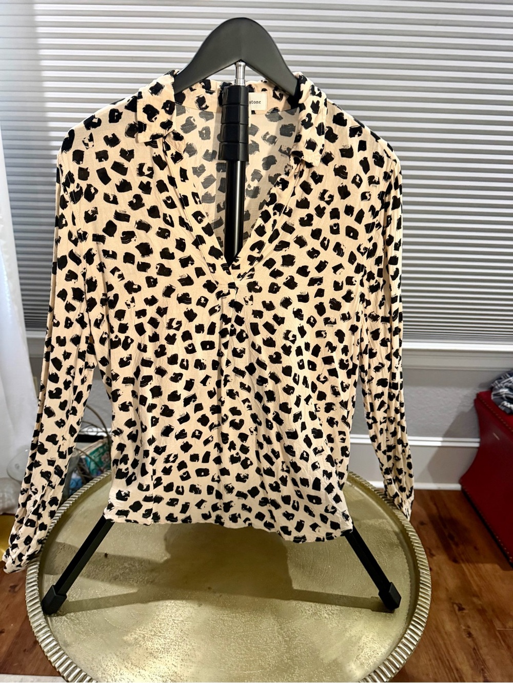 cloth & stone Cream Blouse with Black Leopard Print